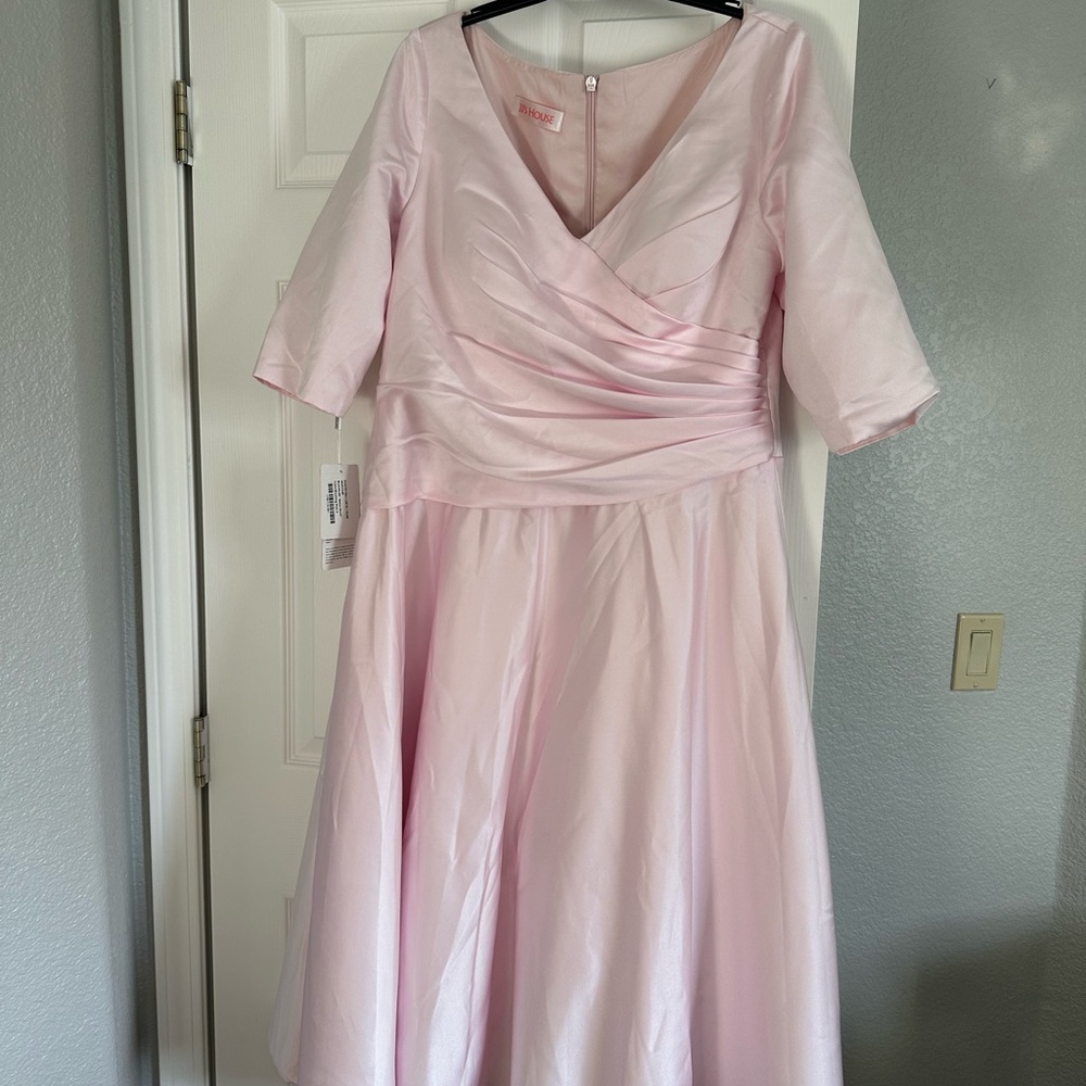 JJs house 16w mother of the bride retro dress gown sleeves pink